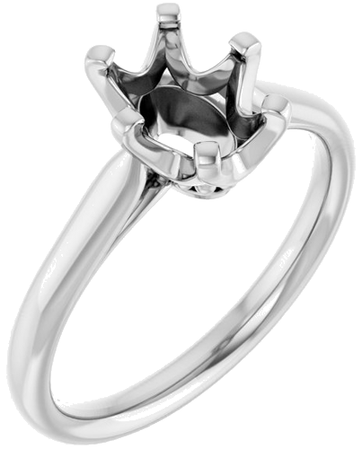 14K White 8x6 mm Oval Solitaire Engagement Ring Mounting (1)