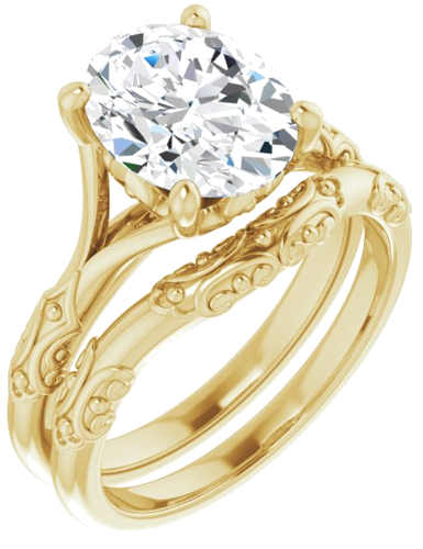 Sužadėtuvių Žiedas „Solitaire Sculptural“ 14k yellow gold Oval 10mm x 8mm (6)