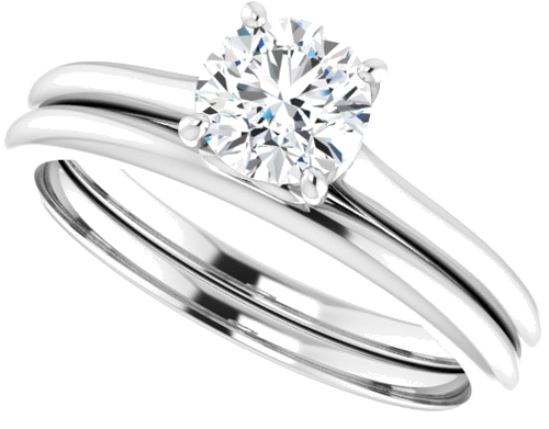 Sužadėtuvių Žiedas „Solitaire“ 585 Baltojo Aukso Round 5.5mm (10)