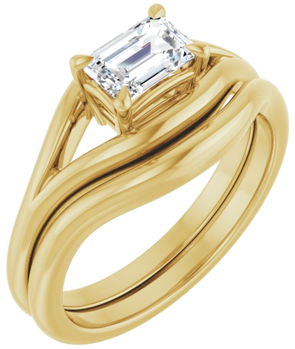 Sužadėtuvių Žiedas „Claw-Prong Solitaire“ 14k yellow gold Emerald 6mm x 4mm (6)