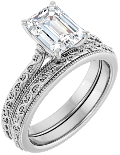 Sužadėtuvių Žiedas „Solitaire“ 585 Baltojo Aukso Emerald 8mm x 6mm (6)