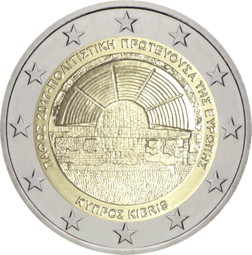 2017 Kipras Pafosas ES kultūros sostinė 2 eurų moneta (1)