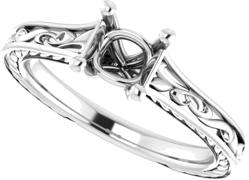 14K White 4.5x4.5 mm Square Engagement Ring Mounting (5)