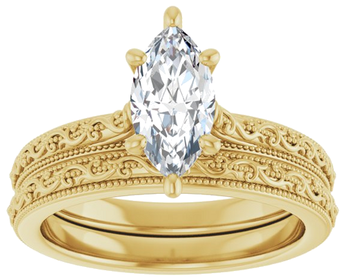 Sužadėtuvių Žiedas „Solitaire Sculptural“ 10k yellow gold Marquise 10mm x 5mm (8)