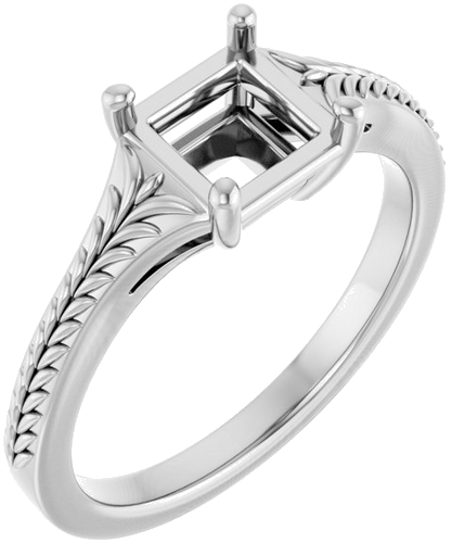 Sužadėtuvių Žiedas „Solitaire“ 14k white gold Square 5mm (1)