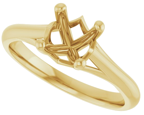 14K Yellow 6 mm Cushion Solitaire Engagement Ring Mounting (5)