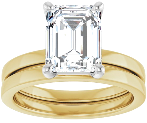 Sužadėtuvių Žiedas „Solitaire“ 14k yellow/white gold Emerald 9mm x 7mm (8)