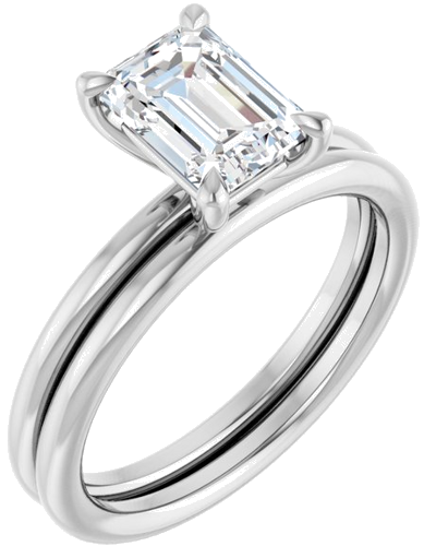 Sužadėtuvių Žiedas „Claw-Prong Solitaire“ 10k white gold Emerald 7.5mm x 5.5mm (6)