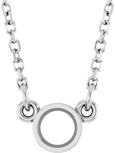Sterling Silver 3.4 mm Round Bezel-Set Solitaire 18  Necklace Mounting (1)