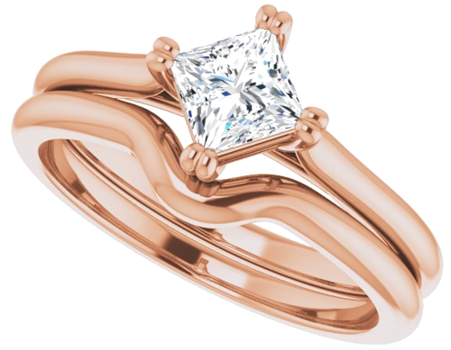 Sužadėtuvių Žiedas „Double Claw-Prong Solitaire“ 10k rose gold Square 4.5mm (10)