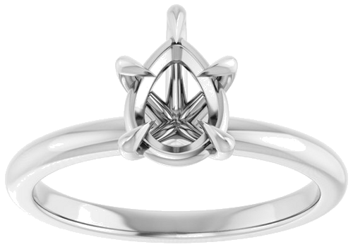 10K White 8x6 mm Pear Solitaire Engagement Ring Mounting (3)