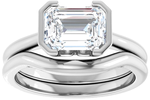 Sužadėtuvių Žiedas „Half Bezel Solitaire“ 585 Baltojo Aukso Emerald 8mm x 6mm (8)