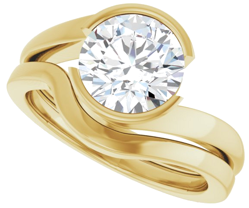 Sužadėtuvių Žiedas „Half-Bezel Solitaire“ 14k yellow gold Round 8mm (10)