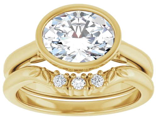 14K Yellow 9x7 mm Oval Solitaire Engagement Ring Mounting (8)