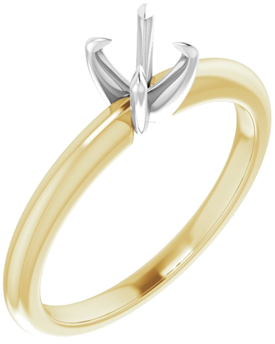 14K Yellow White 4.8 mm Round Solitaire Engagement Ring Mounting (1)