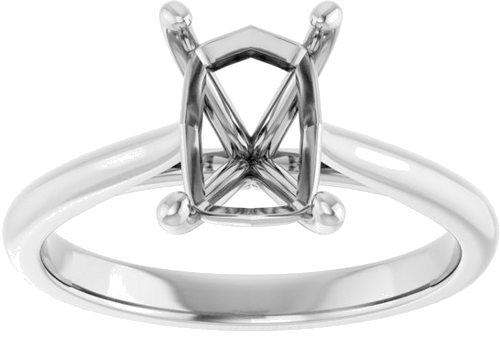 14K White 8x6 mm Emerald Solitaire Engagement Ring Mounting (3)