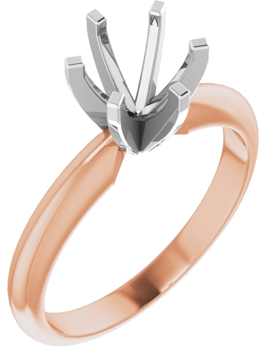 14K Rose   White 6-6.6 mm Round 6-Prong Solitaire Ring Mounting (1)