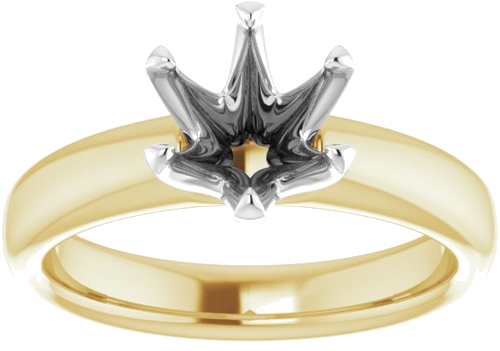 Sužadėtuvių Žiedas „Solitaire“ 750 Geltonojo Aukso Ir 950 Platinos Round 7.4mm (3)