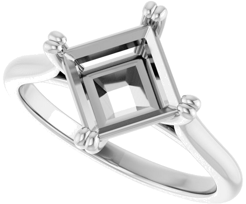 Sužadėtuvių Žiedas „Double Claw-Prong Solitaire“ 14k white gold Square 7mm (5)