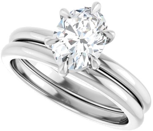 14K White 8x6 mm Oval Solitaire Engagement Ring Mounting (10)