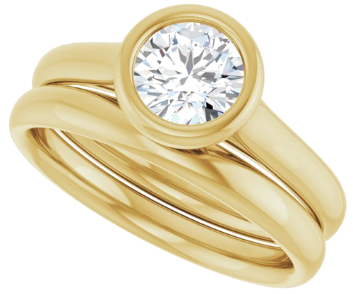 Sužadėtuvių Žiedas „Bezel-Set Solitaire“ 585 Geltonojo Aukso Round 5.8mm (10)