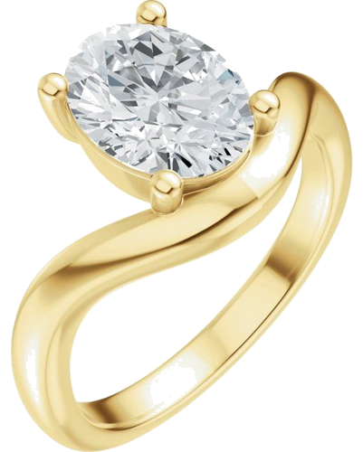 Sužadėtuvių Žiedas „Solitaire Asymmetric“ 14k yellow gold Oval 9mm x 7mm (1)