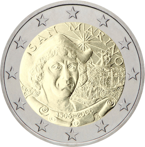 2006 Sanmarīno Kristofera Kolumba 2 eiro monēta (3)