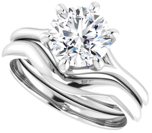 14K White 7.4 mm Round Engagement Ring Mounting (10)