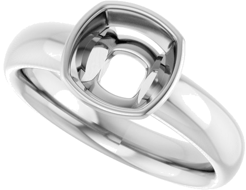 Sužadėtuvių Žiedas „Bezel-Set Solitaire“ 14k white gold Cushion 7mm (5)