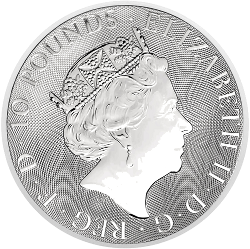 10 oz Grifons Karalienes zvēri 2018 Apvienotā Karaliste sudraba monēta (2)