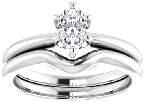 Sužadėtuvių Žiedas „Solitaire“ 585 Baltojo Aukso Oval 6mm x 4mm (8)