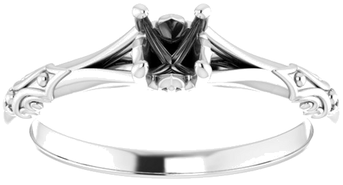 Sužadėtuvių Žiedas „Solitaire Sculptural“ 10k white gold Round 4.4mm (3)