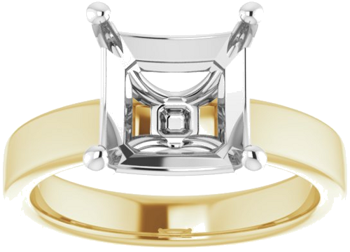 Sužadėtuvių Žiedas „Solitaire“ 14k yellow/white gold Asscher 9mm (3)