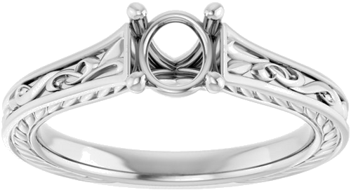 Sužadėtuvių Žiedas „Solitaire Scroll“ 14k white gold Round 5.5mm (3)