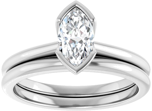 Sužadėtuvių Žiedas „Half-Bezel“ 14k white gold Marquise 8mm x 4.5mm (8)
