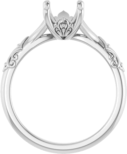 Sužadėtuvių Žiedas „Solitaire Sculptural“ 14k white gold Emerald 8mm x 6mm (2)