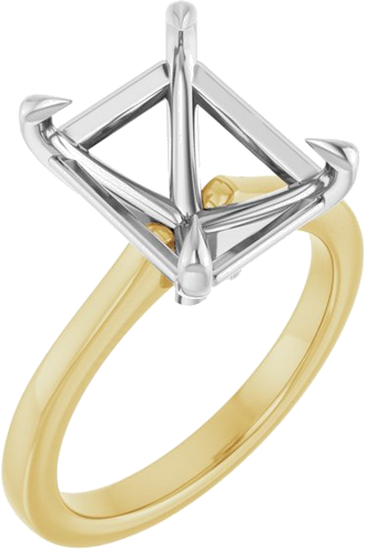 Sužadėtuvių Žiedas „Claw-Prong“ 14k yellow/white gold Emerald 11mm x 9mm (1)