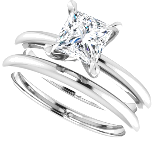 Sužadėtuvių Žiedas „Claw-Prong Solitaire“ 14k white gold Square 5.5mm (10)