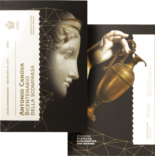 2022 Сан Марино Антонио Канова €2 BU монета върху карта (5)