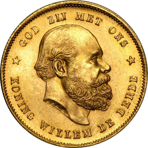 10 guldenų Vilhelmas III (1875-1889) Nyderlandų karalystė auksinė moneta (1)