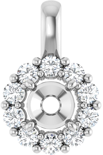 14K White 4.8 mm Round 1 4 CTW Natural Diamond Semi-Set Pendant (1)