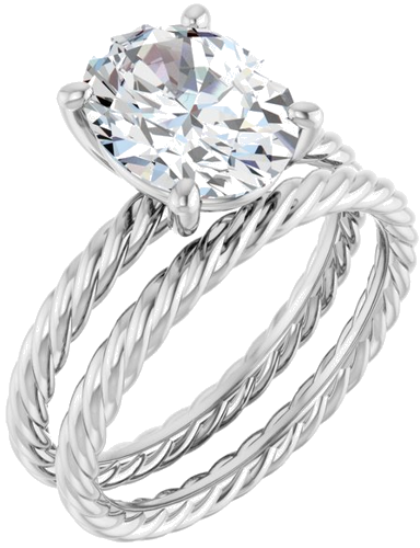 Sužadėtuvių Žiedas „Solitaire“ 585 Baltojo Aukso Oval 10mm x 8mm (6)