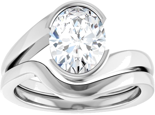 Sužadėtuvių Žiedas „Half-Bezel Solitaire“ 14k white gold Oval 9mm x 7mm (8)