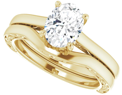 14K Yellow  8x6 mm Oval Solitaire Engagement Ring Mounting (10)