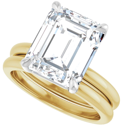 14K Yellow White 11x9 mm Emerald Solitaire Engagement Ring Mounting (10)