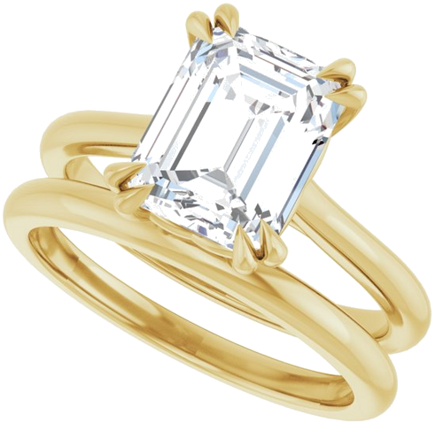 Sužadėtuvių Žiedas „Double Claw-Prong“ 10k yellow gold Emerald 9mm x 7mm (10)