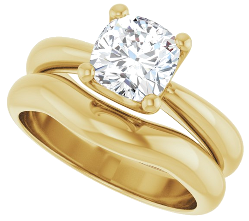 Sužadėtuvių Žiedas „Solitaire Crown-Inspired“ 14k yellow gold Cushion 6.5mm (10)