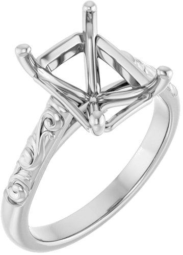 Sužadėtuvių Žiedas „Solitaire“ 14k white gold Emerald 10mm x 8mm (1)