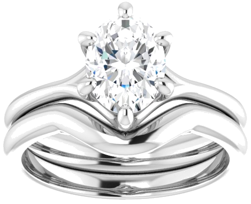 Sužadėtuvių Žiedas „Solitaire“ 585 Baltojo Aukso Oval 8mm x 6mm (8)