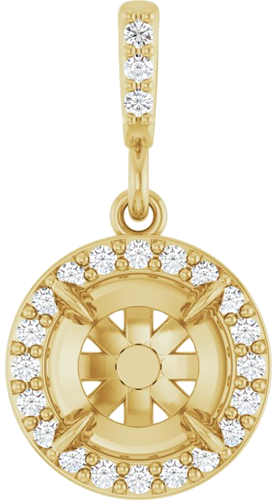Pakabukas „Halo-Style“ 14k yellow gold Round 6.5mm (1)